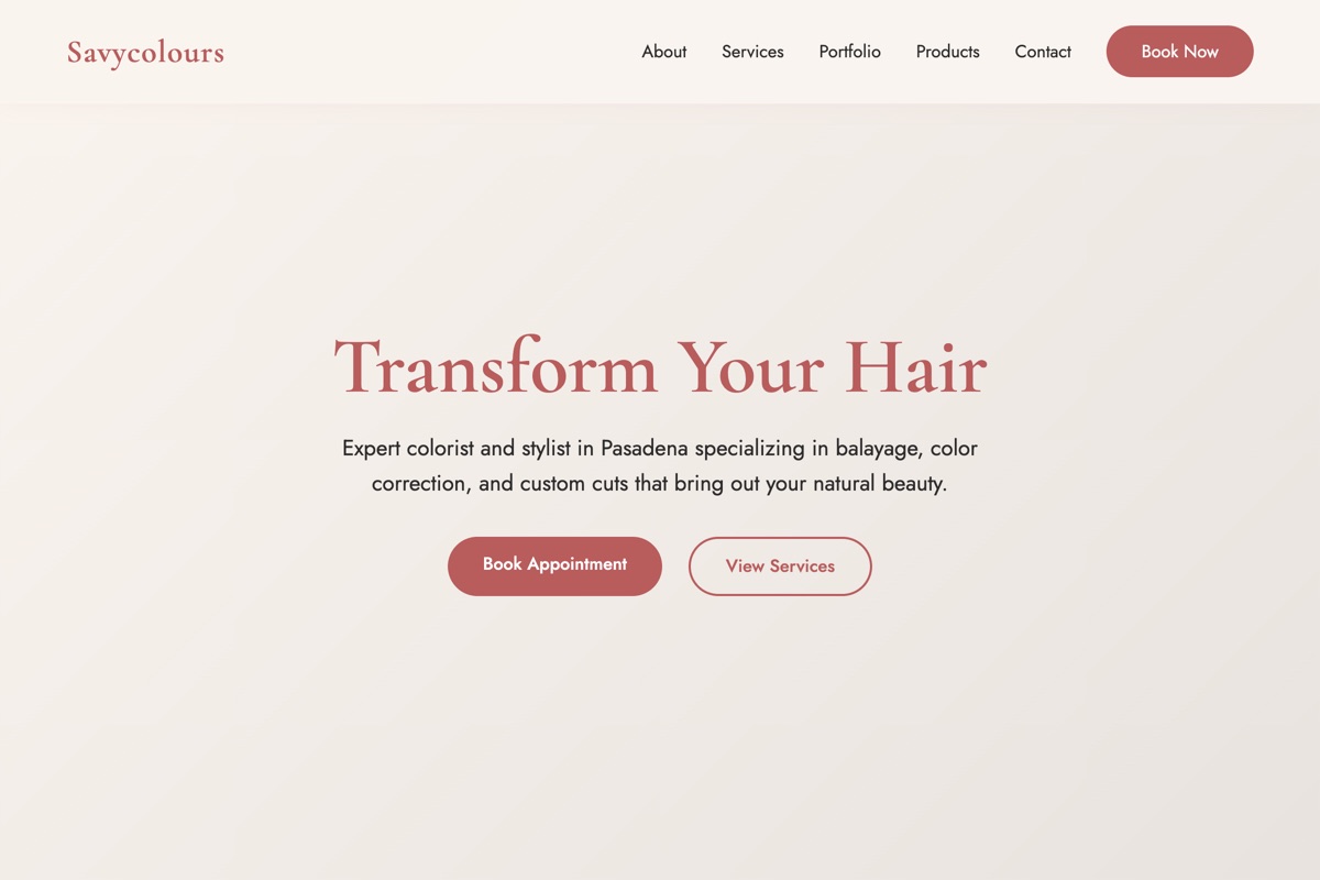 Savy Colours — a Pasadena hair studio's bespoke marketing + booking site